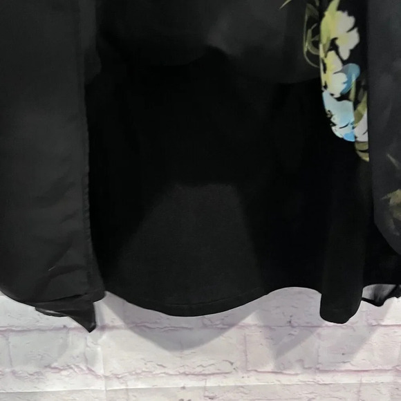 Maggie Barnes Black Sleeveless Midi Chiffon Lined‎ Sheath Dress size 24W Floral - Picture 7 of 10